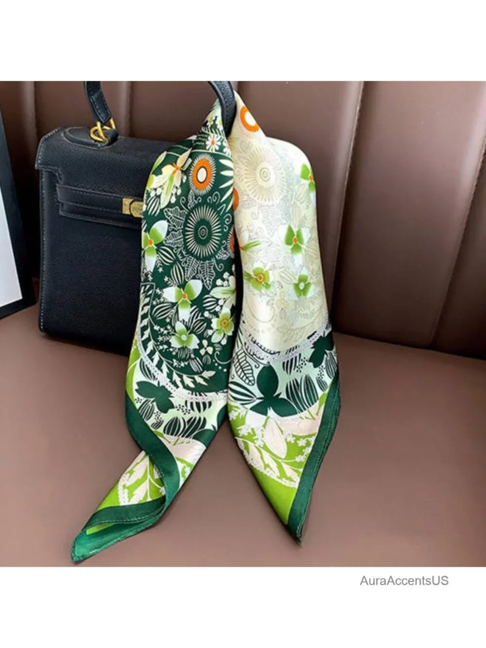100% Mulberry Silk Neck Scarf 21x21 Lightweight Neckerchief Square Digital Print